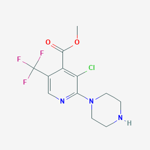molecular formula C12H13ClF3N3O2 B1415126 Methyl 3-chloro-2-piperazino-5-(trifluoromethyl)isonicotinate CAS No. 1147979-45-0