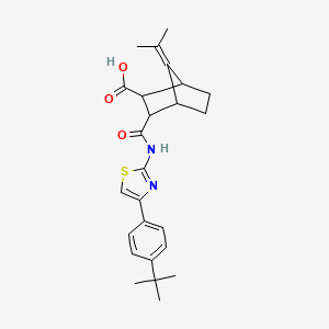 molecular formula C25H30N2O3S B14151332 3-{[4-(4-Tert-butylphenyl)-1,3-thiazol-2-yl]carbamoyl}-7-(propan-2-ylidene)bicyclo[2.2.1]heptane-2-carboxylic acid CAS No. 345288-37-1