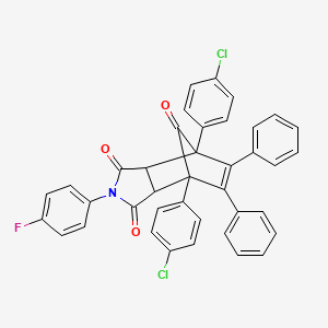 molecular formula C39H24Cl2FNO3 B14151357 1,7-Bis(4-chlorophenyl)-4-(4-fluorophenyl)-8,9-diphenyl-4-azatricyclo[5.2.1.02,6]dec-8-ene-3,5,10-trione CAS No. 6507-76-2