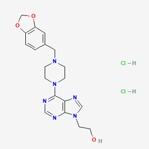 9H-Purine-9-ethanol, 6-(4-piperonyl-1-piperazinyl)-, dihydrochloride