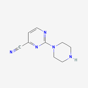 molecular formula C9H11N5 B1415150 2-Piperazino-4-pyrimidinecarbonitrile CAS No. 1135283-54-3