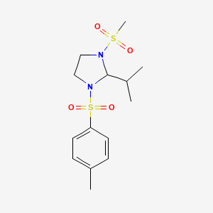 molecular formula C14H22N2O4S2 B14151506 1-[(4-Methylphenyl)sulfonyl]-3-(methylsulfonyl)-2-(propan-2-yl)imidazolidine CAS No. 5889-46-3