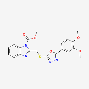 methyl 2-({[5-(3,4-dimethoxyphenyl)-1,3,4-oxadiazol-2-yl]thio}methyl)-1H-benzimidazole-1-carboxylate