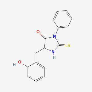 5-[(2-Hydroxyphenyl)methyl]-3-phenyl-2-sulfanylideneimidazolidin-4-one