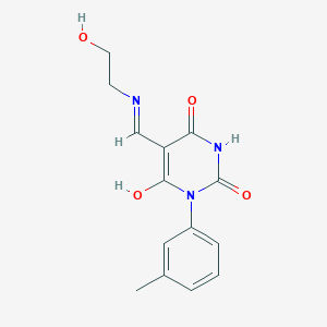 (5Z)-5-{[(2-hydroxyethyl)amino]methylidene}-1-(3-methylphenyl)pyrimidine-2,4,6(1H,3H,5H)-trione