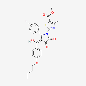 Methyl 2-(3-(4-butoxybenzoyl)-2-(4-fluorophenyl)-4-hydroxy-5-oxo-2,5-dihydro-1H-pyrrol-1-yl)-4-methylthiazole-5-carboxylate