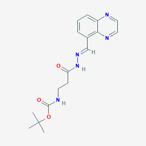 tert-butyl {3-oxo-3-[(2E)-2-(quinoxalin-5-ylmethylidene)hydrazinyl]propyl}carbamate (non-preferred name)