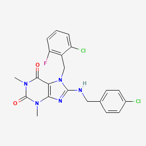 molecular formula C21H18Cl2FN5O2 B14152071 8-[(4-chlorobenzyl)amino]-7-(2-chloro-6-fluorobenzyl)-1,3-dimethyl-3,7-dihydro-1H-purine-2,6-dione CAS No. 368840-62-4