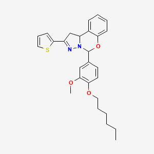 molecular formula C27H30N2O3S B14152086 5-[4-(Hexyloxy)-3-methoxyphenyl]-2-(thiophen-2-yl)-1,10b-dihydropyrazolo[1,5-c][1,3]benzoxazine CAS No. 637321-26-7