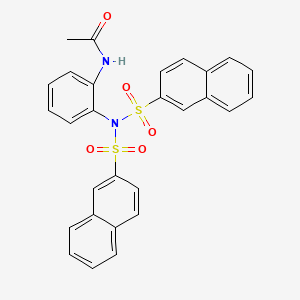 molecular formula C28H22N2O5S2 B14152110 N-{2-[bis(naphthalen-2-ylsulfonyl)amino]phenyl}acetamide CAS No. 827010-26-4