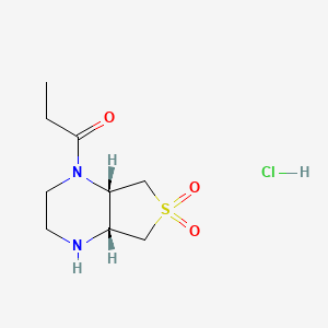 molecular formula C9H17ClN2O3S B1415226 (4aR,7aS)-1-丙酰基八氢噻吩[3,4-b]吡嗪 6,6-二氧化物盐酸盐 CAS No. 2173052-15-6