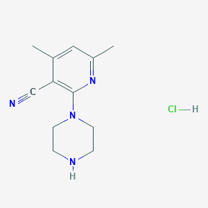 molecular formula C12H17ClN4 B1415242 4,6-Dimethyl-2-piperazin-1-yl-nicotinonitrile hydrochloride CAS No. 2197053-19-1