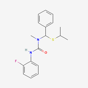 molecular formula C18H21FN2OS B14152452 N'-(2-Fluorophenyl)-N-methyl-N-{phenyl[(propan-2-yl)sulfanyl]methyl}urea CAS No. 89136-12-9