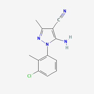 molecular formula C12H11ClN4 B1415246 5-Amino-1-(3-chloro-2-methylphenyl)-3-methyl-1H-pyrazole-4-carbonitrile CAS No. 2197063-28-6