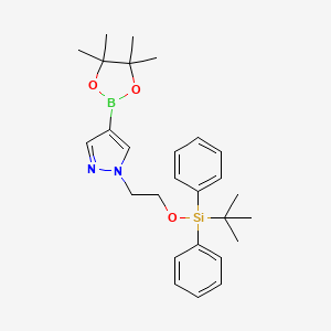 molecular formula C27H37BN2O3Si B1415256 1H-Pyrazole, 1-[2-[[(1,1-dimethylethyl)diphenylsilyl]oxy]ethyl]-4-(4,4,5,5-tetramethyl-1,3,2-dioxaborolan-2-yl)- CAS No. 1500078-79-4