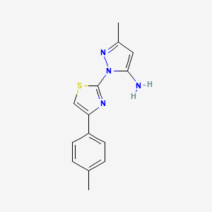 molecular formula C14H14N4S B1415265 3-methyl-1-[4-(4-methylphenyl)-1,3-thiazol-2-yl]-1H-pyrazol-5-amine CAS No. 1171174-91-6