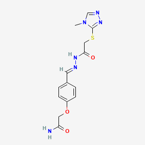 2-{4-[(E)-(2-{[(4-methyl-4H-1,2,4-triazol-3-yl)sulfanyl]acetyl}hydrazinylidene)methyl]phenoxy}acetamide