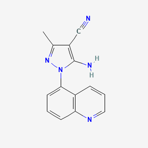 molecular formula C14H11N5 B1415320 5-Amino-3-methyl-1-quinolin-5-yl-1H-pyrazole-4-carbonitrile CAS No. 2197063-11-7