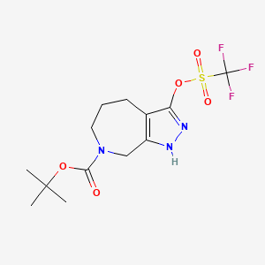 molecular formula C13H18F3N3O5S B1415328 Tert-Butyl 3-(Trifluoromethylsulfonyloxy)-4,5,6,8-Tetrahydropyrazolo[3,4-C]Azepine-7(1H)-Carboxylate CAS No. 1330765-12-2