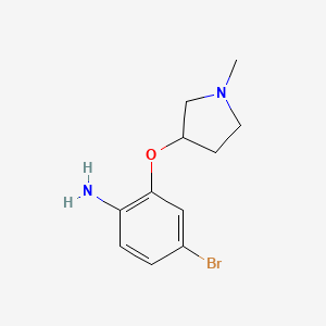 molecular formula C11H15BrN2O B1415329 Benzenamine, 4-bromo-2-[(1-methyl-3-pyrrolidinyl)oxy]- CAS No. 1161833-88-0