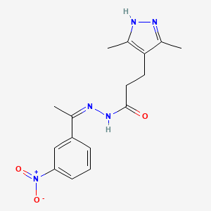 3-(3,5-dimethyl-1H-pyrazol-4-yl)-N'-[(1Z)-1-(3-nitrophenyl)ethylidene]propanehydrazide