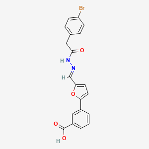 3-{5-[(E)-{2-[(4-bromophenyl)acetyl]hydrazinylidene}methyl]furan-2-yl}benzoic acid