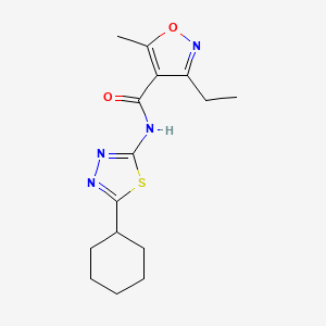 N-(5-cyclohexyl-1,3,4-thiadiazol-2-yl)-3-ethyl-5-methyl-1,2-oxazole-4-carboxamide