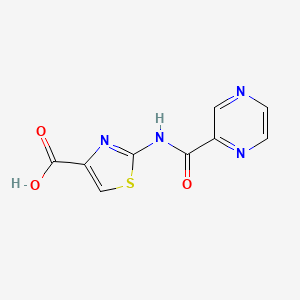 molecular formula C9H6N4O3S B1415388 2-[(2-Pyrazinylcarbonyl)amino]-1,3-thiazole-4-carboxylic acid CAS No. 1105192-33-3