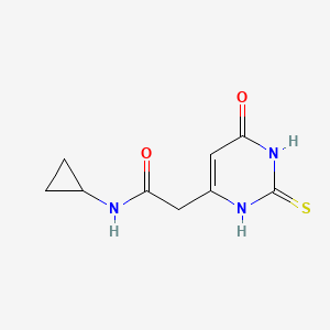 molecular formula C9H11N3O2S B1415389 N-cyclopropyl-2-(2-mercapto-6-oxo-1,6-dihydropyrimidin-4-yl)acetamide CAS No. 1105191-81-8