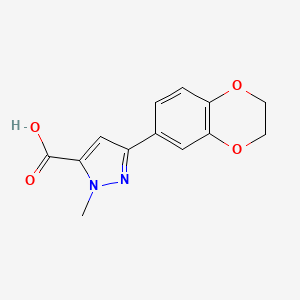 molecular formula C13H12N2O4 B1415390 3-(2,3-二氢-1,4-苯并二氧杂环-6-基)-1-甲基-1{H}-吡唑-5-甲酸 CAS No. 1177272-78-4