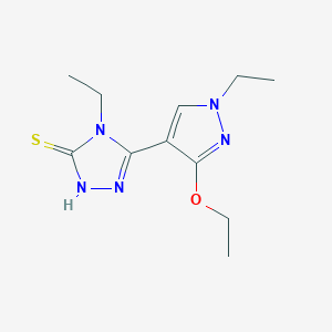 molecular formula C11H17N5OS B1415404 5-(3-ethoxy-1-ethyl-1H-pyrazol-4-yl)-4-ethyl-4H-1,2,4-triazole-3-thiol CAS No. 1171329-39-7
