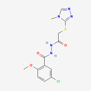 5-chloro-2-methoxy-N'-[2-[(4-methyl-1,2,4-triazol-3-yl)sulfanyl]acetyl]benzohydrazide