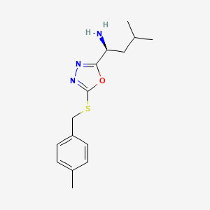 (1S)-3-methyl-1-{5-[(4-methylbenzyl)sulfanyl]-1,3,4-oxadiazol-2-yl}butan-1-amine