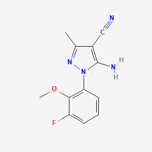 molecular formula C12H11FN4O B1415424 5-Amino-1-(3-fluoro-2-methoxyphenyl)-3-methyl-1H-pyrazole-4-carbonitrile CAS No. 2197055-50-6