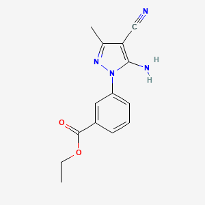 molecular formula C14H14N4O2 B1415431 3-(5-Amino-4-cyano-3-methylpyrazol-1-yl)-benzoic acid ethyl ester CAS No. 2197053-05-5