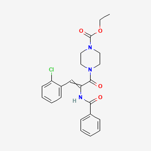 molecular formula C23H24ClN3O4 B14154386 Ethyl 4-[2-benzamido-3-(2-chlorophenyl)prop-2-enoyl]piperazine-1-carboxylate CAS No. 4329-20-8