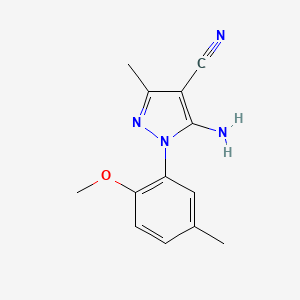 molecular formula C13H14N4O B1415455 5-Amino-1-(2-methoxy-5-methylphenyl)-3-methyl-1H-pyrazole-4-carbonitrile CAS No. 2197061-87-1