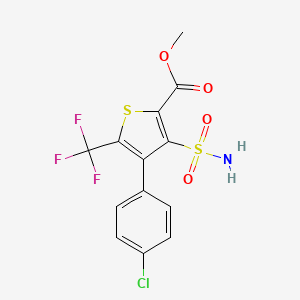 molecular formula C13H9ClF3NO4S2 B1415467 4-(4-Chlorophenyl)-3-sulfamoyl-5-trifluoromethylthiophene-2-carboxylic acid methyl ester CAS No. 2197055-52-8