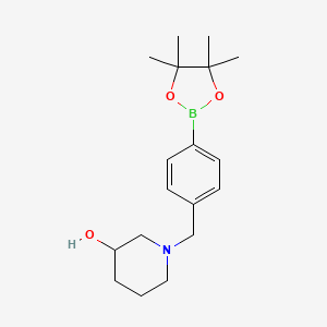 molecular formula C18H28BNO3 B1415469 1-{[4-(Tetramethyl-1,3,2-dioxaborolan-2-yl)phenyl]methyl}piperidin-3-ol CAS No. 2088249-40-3