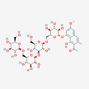 1-[8-[(2S,3R,4S,5S,6R)-6-[[(2R,3R,4S,5R,6R)-3,5-dihydroxy-6-(hydroxymethyl)-4-[(2S,3R,4S,5S,6R)-3,4,5-trihydroxy-6-[[(2R,3R,4S,5S,6R)-3,4,5-trihydroxy-6-(hydroxymethyl)oxan-2-yl]oxymethyl]oxan-2-yl]oxyoxan-2-yl]oxymethyl]-3,4,5-trihydroxyoxan-2-yl]oxy-1-hydroxy-6-methoxy-3-methylnaphthalen-2-yl]ethanone