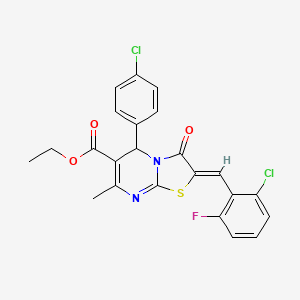 Ethyl 2-(2-chloro-6-fluorobenzylidene)-5-(4-chlorophenyl)-7-methyl-3-oxo-3,5-dihydro-2H-thiazolo[3,2-a]pyrimidine-6-carboxylate