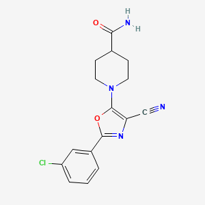 1-[2-(3-Chlorophenyl)-4-cyano-1,3-oxazol-5-yl]piperidine-4-carboxamide