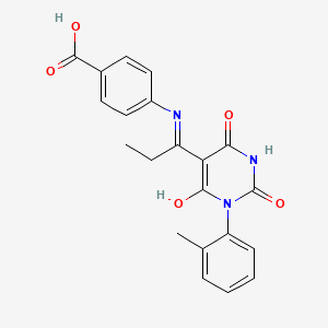 4-({(1E)-1-[4-hydroxy-1-(2-methylphenyl)-2,6-dioxo-1,6-dihydropyrimidin-5(2H)-ylidene]propyl}amino)benzoic acid