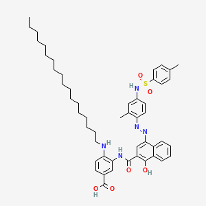 3-[({1-hydroxy-4-[(E)-(2-methyl-4-{[(4-methylphenyl)sulfonyl]amino}phenyl)diazenyl]naphthalen-2-yl}carbonyl)amino]-4-(octadecylamino)benzoic acid