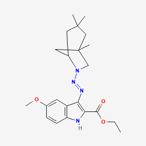 molecular formula C22H30N4O3 B14155548 ethyl 5-methoxy-3-[(E)-(1,3,3-trimethyl-6-azabicyclo[3.2.1]oct-6-yl)diazenyl]-1H-indole-2-carboxylate CAS No. 305811-91-0