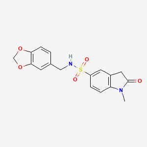 molecular formula C17H16N2O5S B14155554 N-(1,3-benzodioxol-5-ylmethyl)-1-methyl-2-oxo-2,3-dihydro-1H-indole-5-sulfonamide CAS No. 889956-71-2