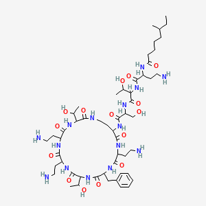 N-[4-amino-1-[[3-hydroxy-1-[[3-hydroxy-1-oxo-1-[[6,9,18-tris(2-aminoethyl)-15-benzyl-3,12-bis(1-hydroxyethyl)-2,5,8,11,14,17,20-heptaoxo-1,4,7,10,13,16,19-heptazacyclotricos-21-yl]amino]propan-2-yl]amino]-1-oxobutan-2-yl]amino]-1-oxobutan-2-yl]-6-methyloctanamide