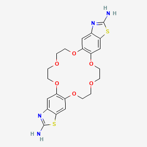 molecular formula C22H24N4O6S2 B14155839 2,5,8,18,21,24-hexaoxa-12,30-dithia-14,28-diazapentacyclo[23.7.0.09,17.011,15.027,31]dotriaconta-1(25),9(17),10,13,15,26,28,31-octaene-13,29-diamine CAS No. 106009-20-5