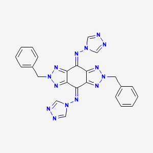 molecular formula C24H18N14 B14155884 2,6-dibenzyl-4-N,8-N-bis(1,2,4-triazol-4-yl)triazolo[4,5-f]benzotriazole-4,8-diimine CAS No. 295344-76-2