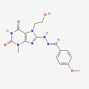 7-(2-Hydroxyethyl)-8-(2-(4-methoxybenzylidene)hydrazinyl)-3-methyl-1H-purine-2,6(3H,7H)-dione